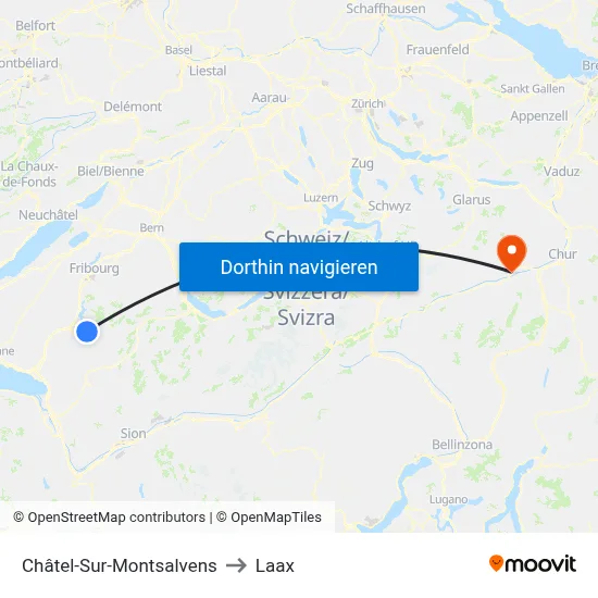 Châtel-Sur-Montsalvens to Laax map