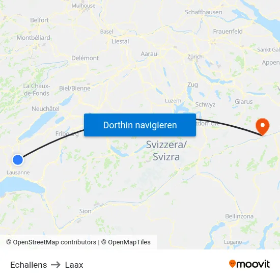 Echallens to Laax map