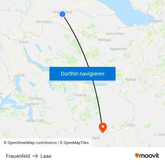 Frauenfeld to Laax map