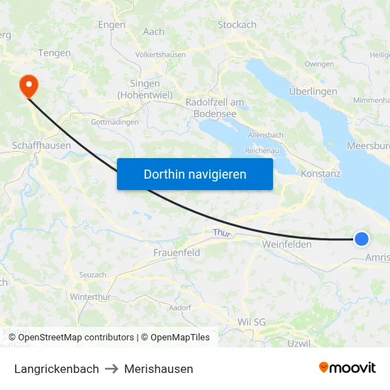 Langrickenbach to Merishausen map