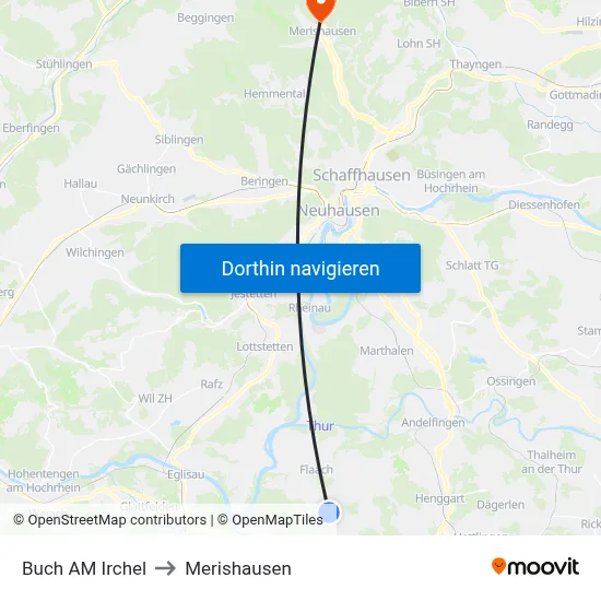 Buch AM Irchel to Merishausen map