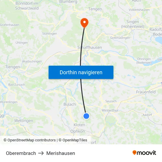Oberembrach to Merishausen map