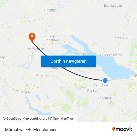 Mörschwil to Merishausen map