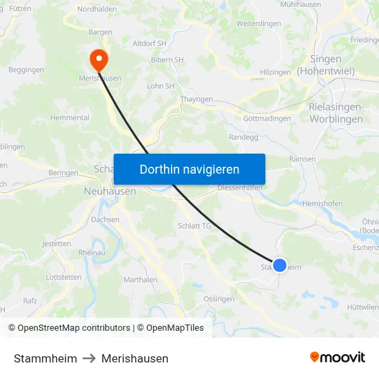 Stammheim to Merishausen map