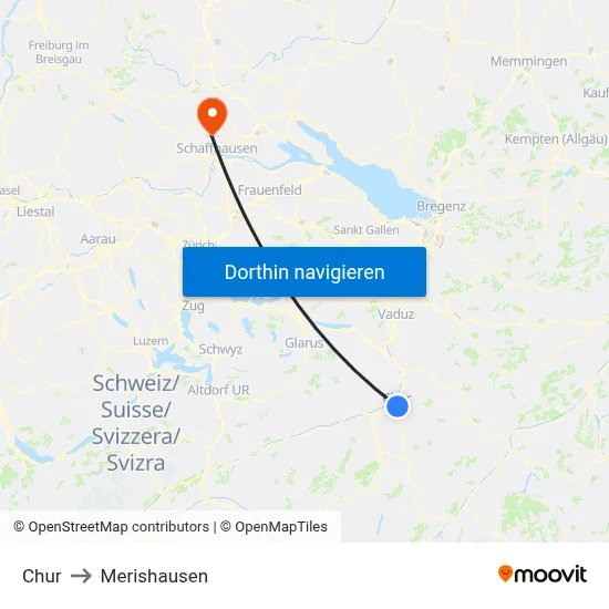 Chur to Merishausen map