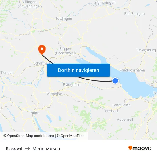 Kesswil to Merishausen map