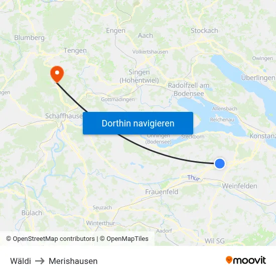Wäldi to Merishausen map
