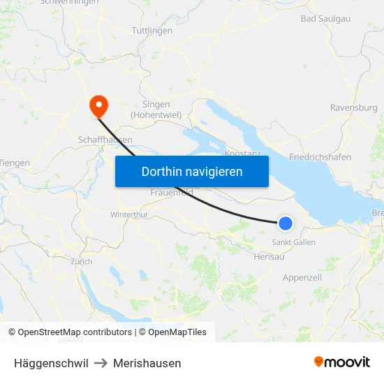 Häggenschwil to Merishausen map