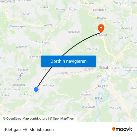 Klettgau to Merishausen map