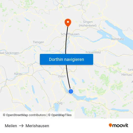 Meilen to Merishausen map