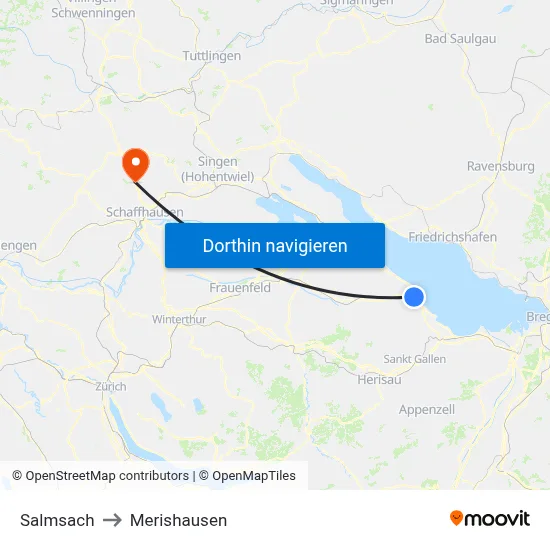 Salmsach to Merishausen map
