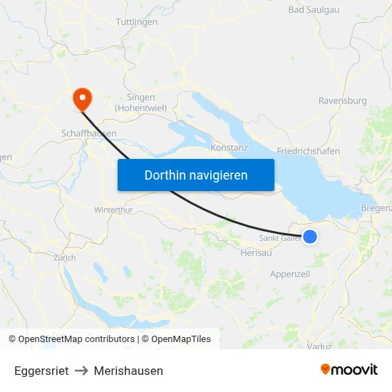 Eggersriet to Merishausen map