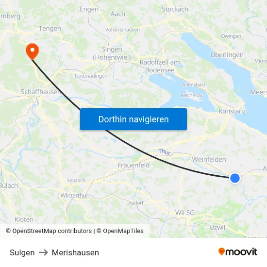 Sulgen to Merishausen map