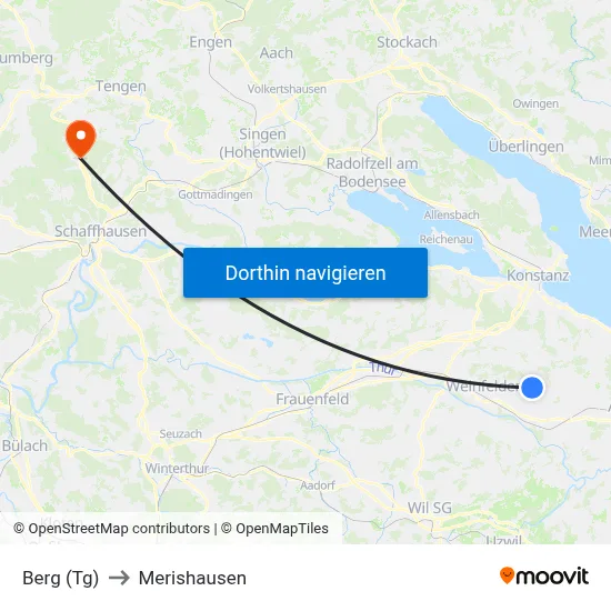 Berg (Tg) to Merishausen map