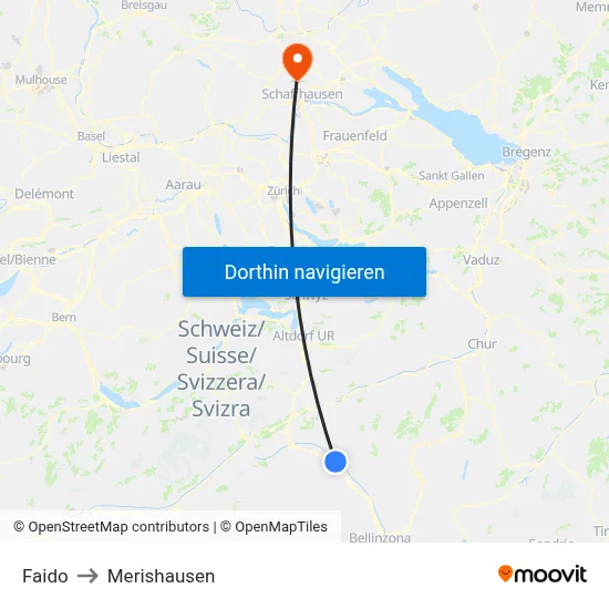 Faido to Merishausen map