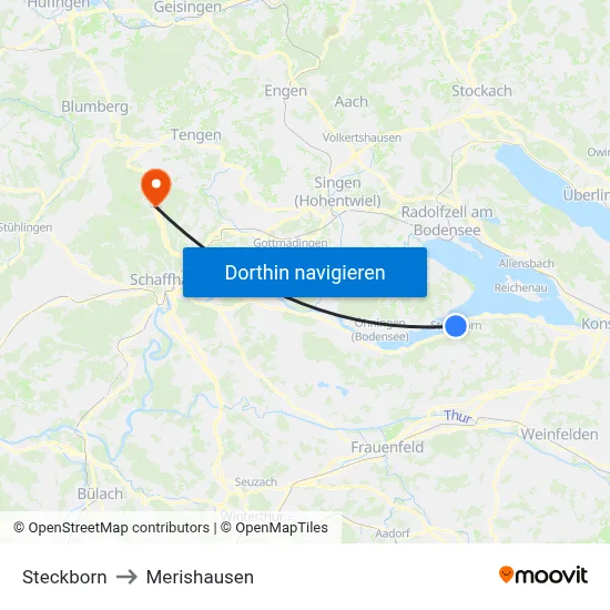 Steckborn to Merishausen map