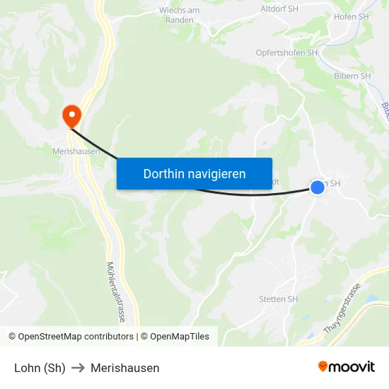 Lohn (Sh) to Merishausen map