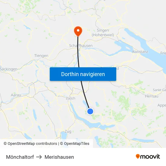 Mönchaltorf to Merishausen map