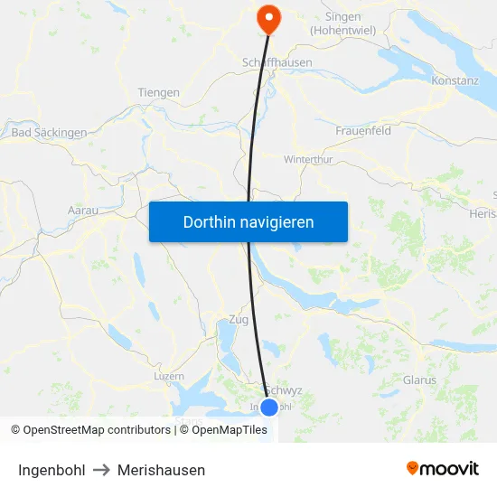 Ingenbohl to Merishausen map