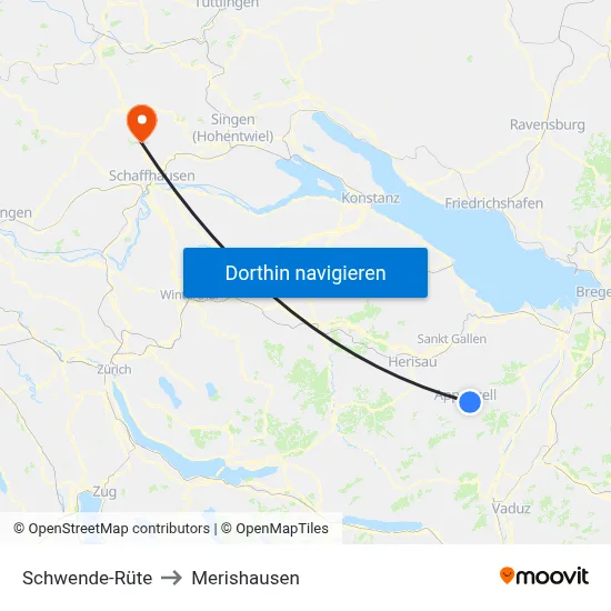 Schwende-Rüte to Merishausen map
