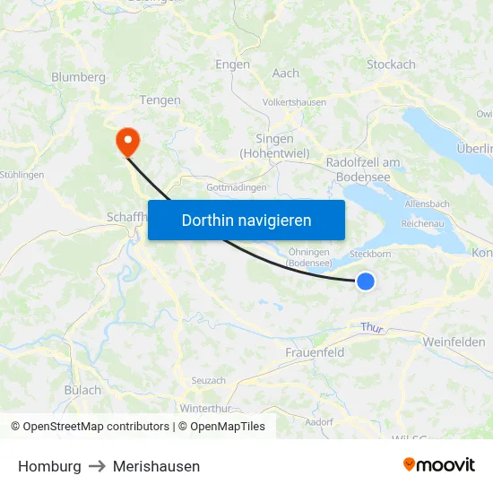 Homburg to Merishausen map