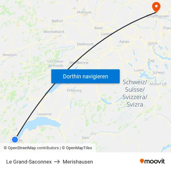 Le Grand-Saconnex to Merishausen map