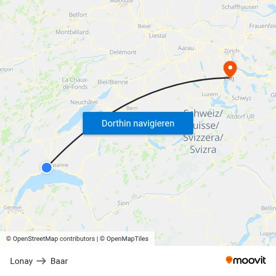 Lonay to Baar map