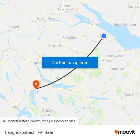 Langrickenbach to Baar map