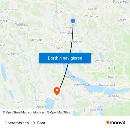 Oberembrach to Baar map