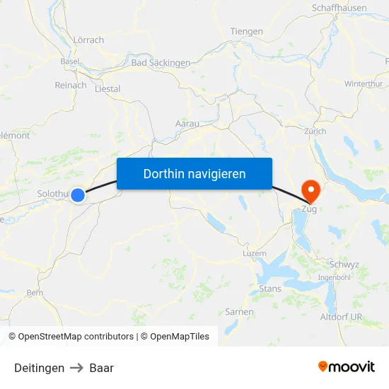 Deitingen to Baar map