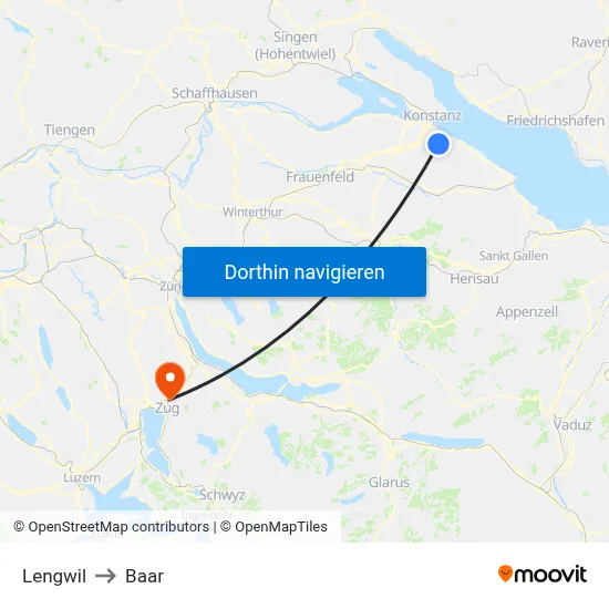Lengwil to Baar map
