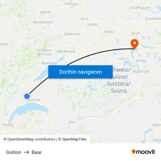 Gollion to Baar map