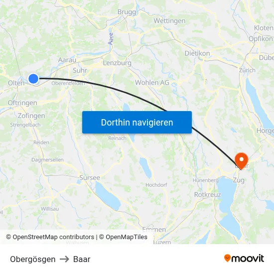 Obergösgen to Baar map
