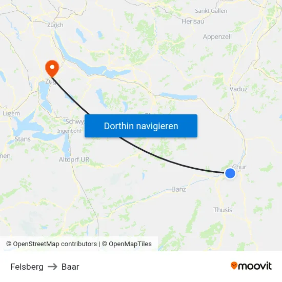 Felsberg to Baar map