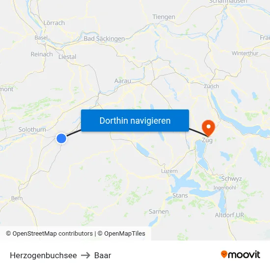 Herzogenbuchsee to Baar map