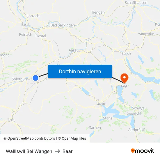 Walliswil Bei Wangen to Baar map