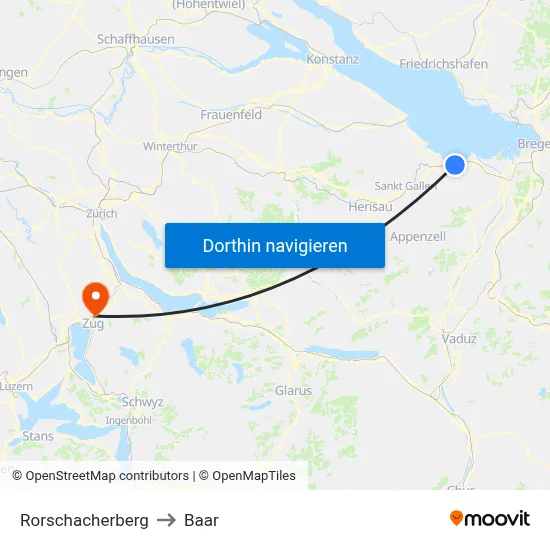 Rorschacherberg to Baar map
