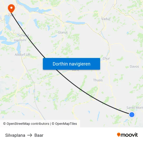 Silvaplana to Baar map