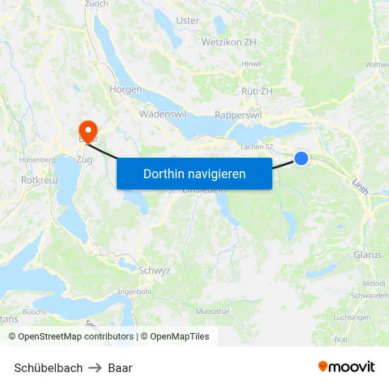 Schübelbach to Baar map