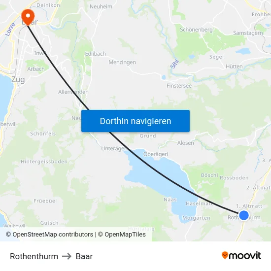 Rothenthurm to Baar map