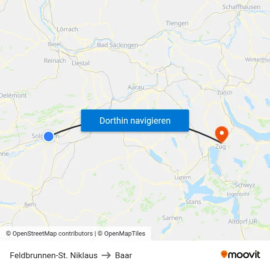 Feldbrunnen-St. Niklaus to Baar map