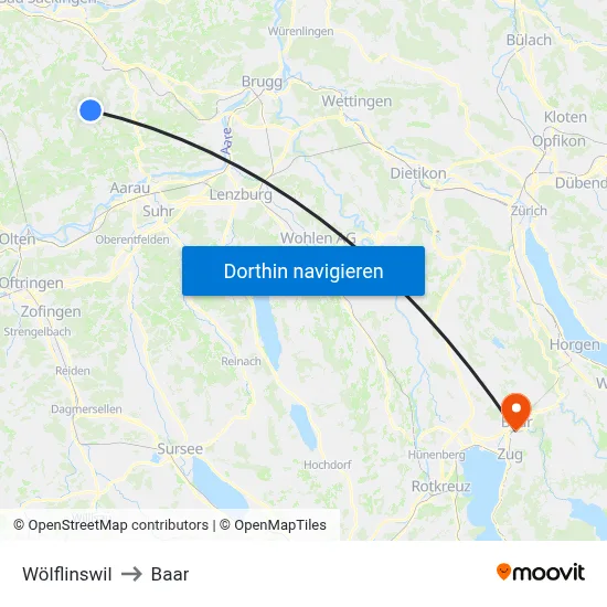 Wölflinswil to Baar map
