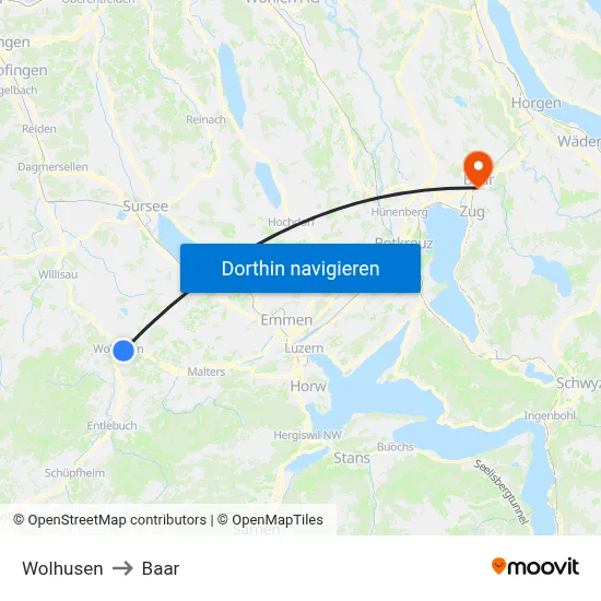 Wolhusen to Baar map