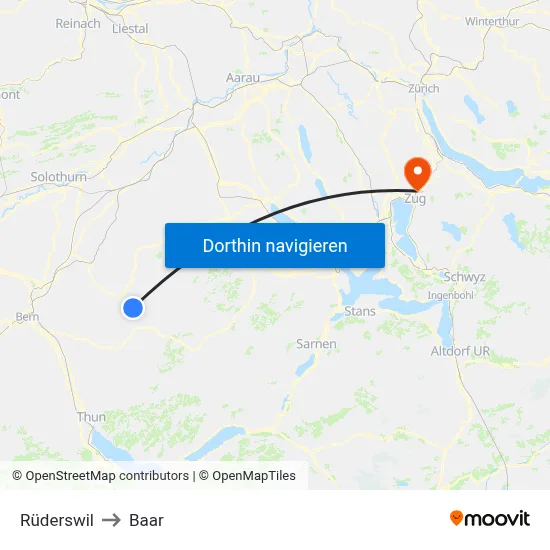 Rüderswil to Baar map