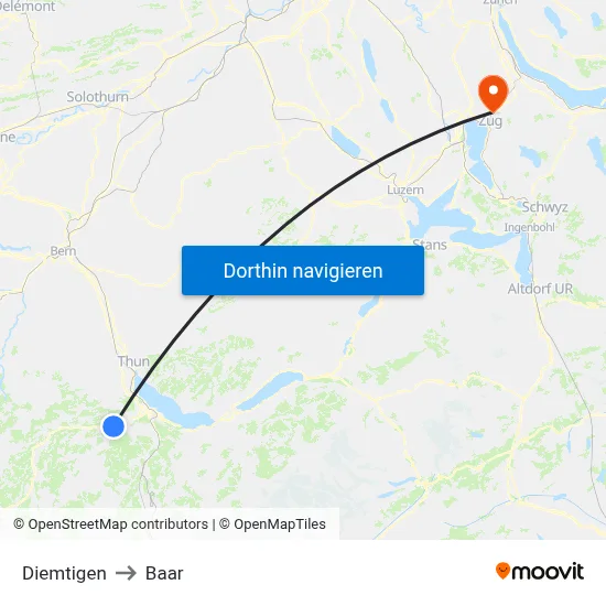 Diemtigen to Baar map
