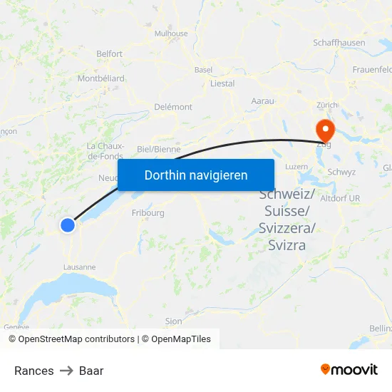 Rances to Baar map