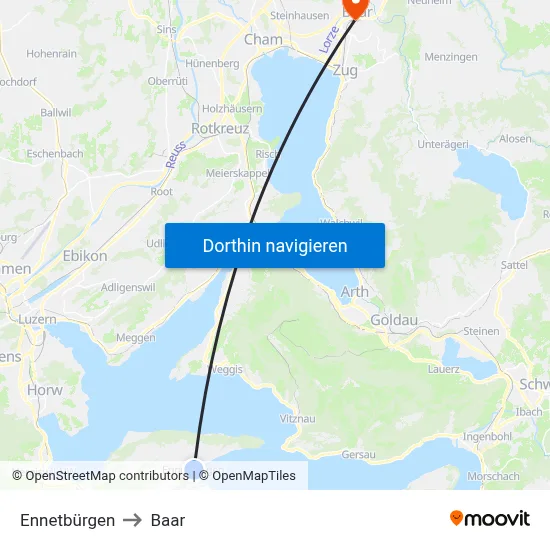 Ennetbürgen to Baar map