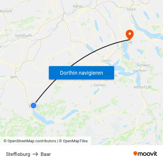 Steffisburg to Baar map