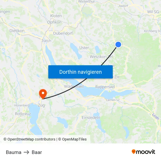 Bauma to Baar map