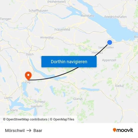 Mörschwil to Baar map